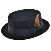 Black Wool Felt Crushable Pork Pie Hat - Black