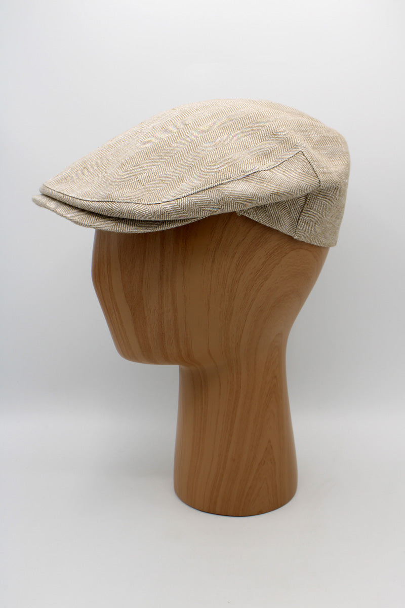 Beige Linen-Cotton Summer Flat Cap – Made in Italy