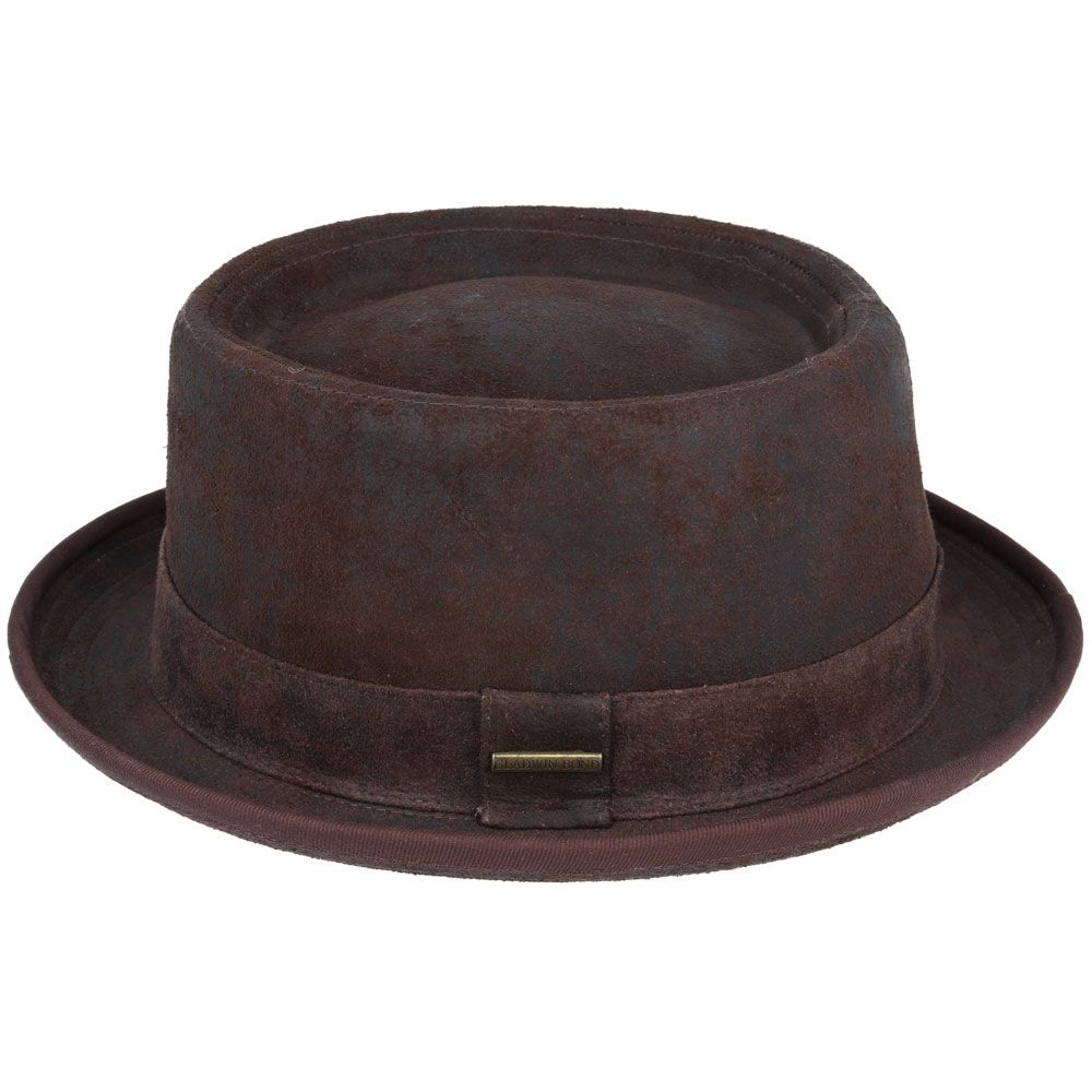 Sheepskin Leather Pork Pie Hat - Brown | Classic Elegance |