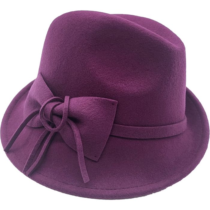 Womens Wool Felt Trilby Cloche Hat