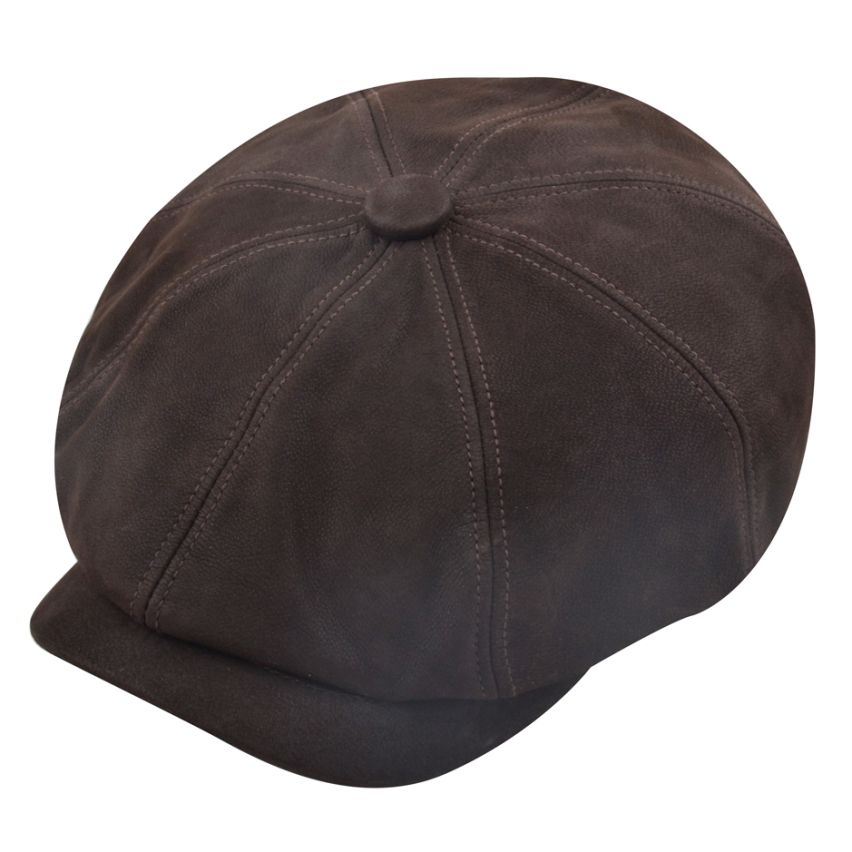 Gladwin Bond Hatters London Shipskin Leather Newsboy Cap - Brown