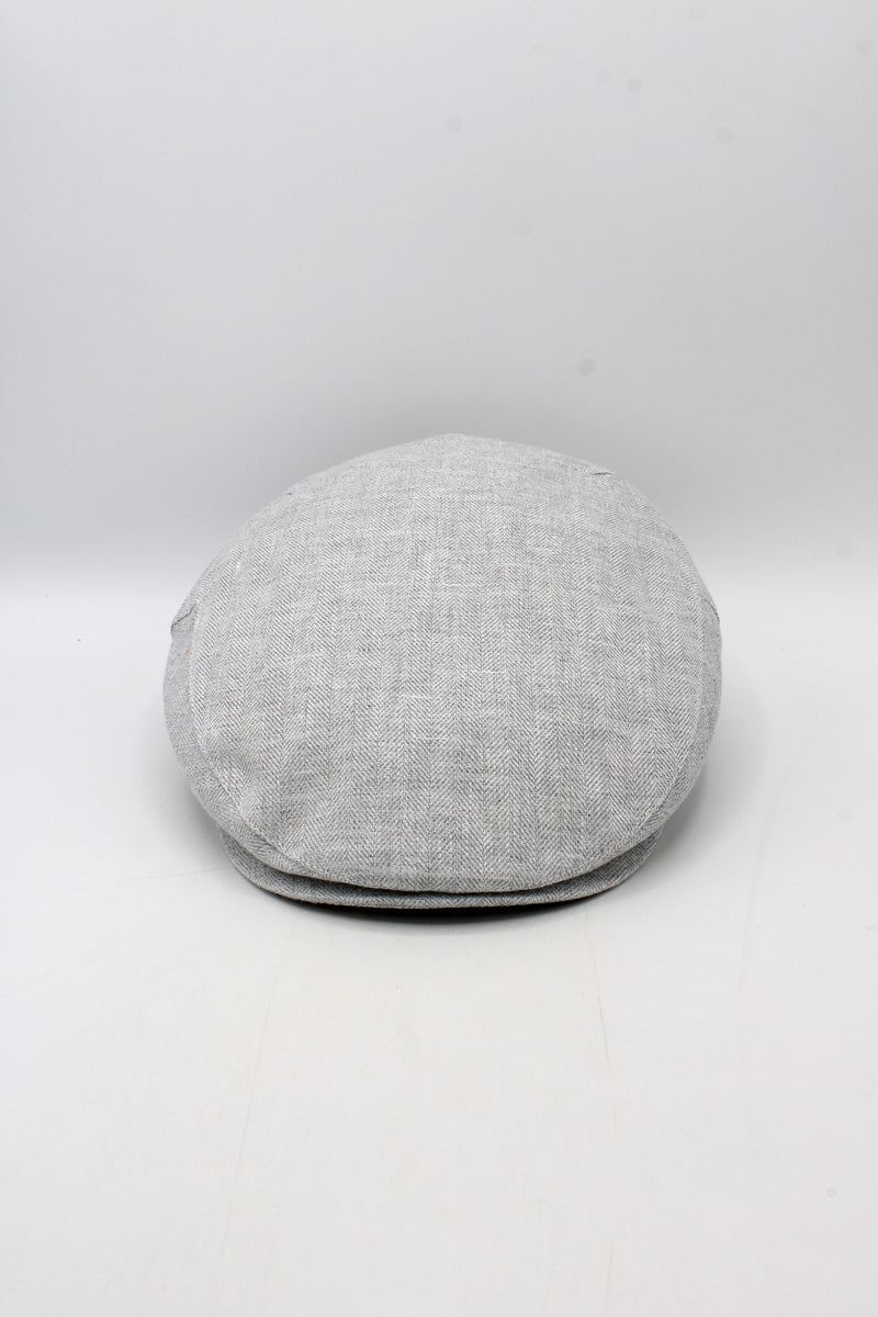 Light Grey Linen-Cotton Summer Flat Cap – Made in Italy