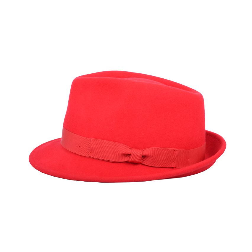 Red Wool Crushable Trilby Hat | Vibrant Style & Travel-Friendly