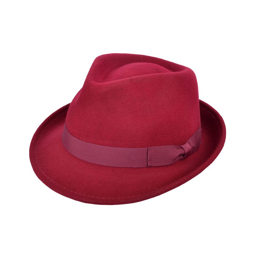 Burgundy Wool Crushable Trilby Hat | Bold Elegance & Travel-Ready