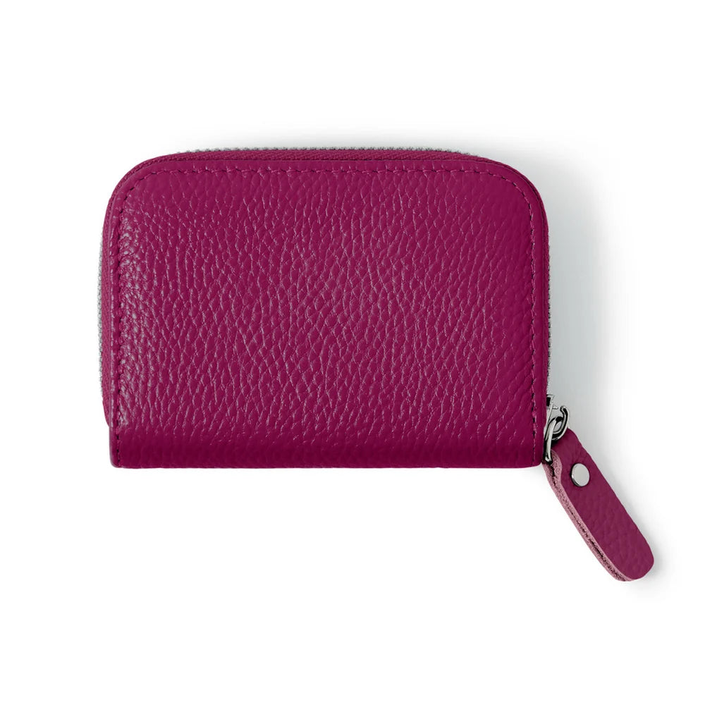 Italian Genuine Leather Mini Zip Card Holder