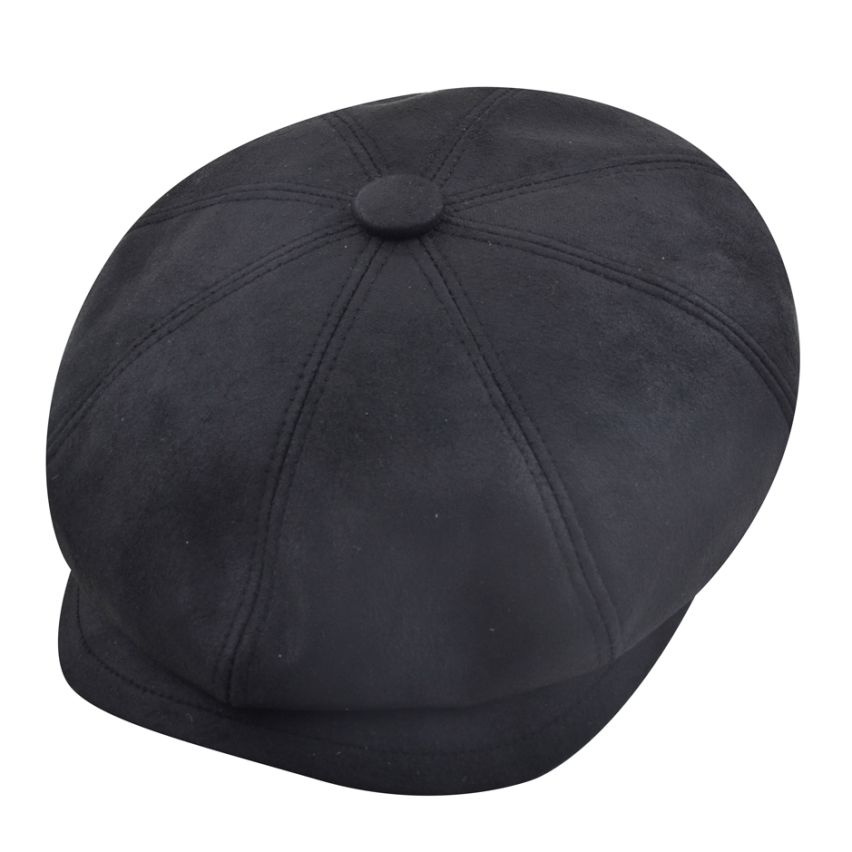 Gladwin Bond Hatters London Leather Newsboy Cap - Black