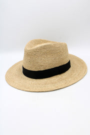 Handcrafted Foldable Raffia Fedora – Black Band