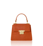 Italian Handmade Croc-Embossed Leather Top Handle Bag