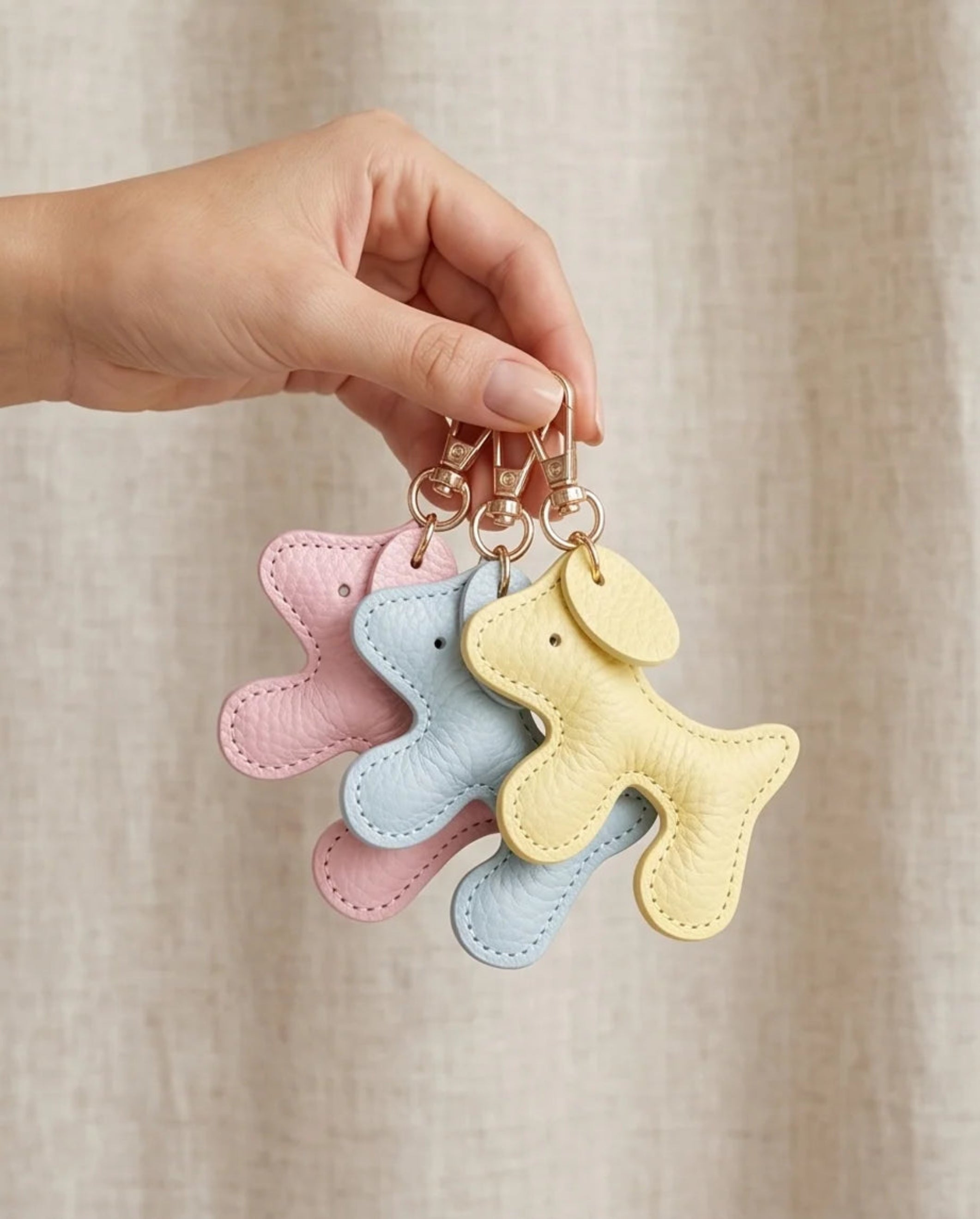 Italian Handmade Genuine Leather Dog Keyring Bag Charm