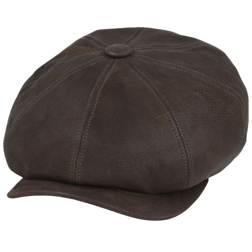 Gladwin Bond Hatters London Shipskin Leather Newsboy Cap - Brown