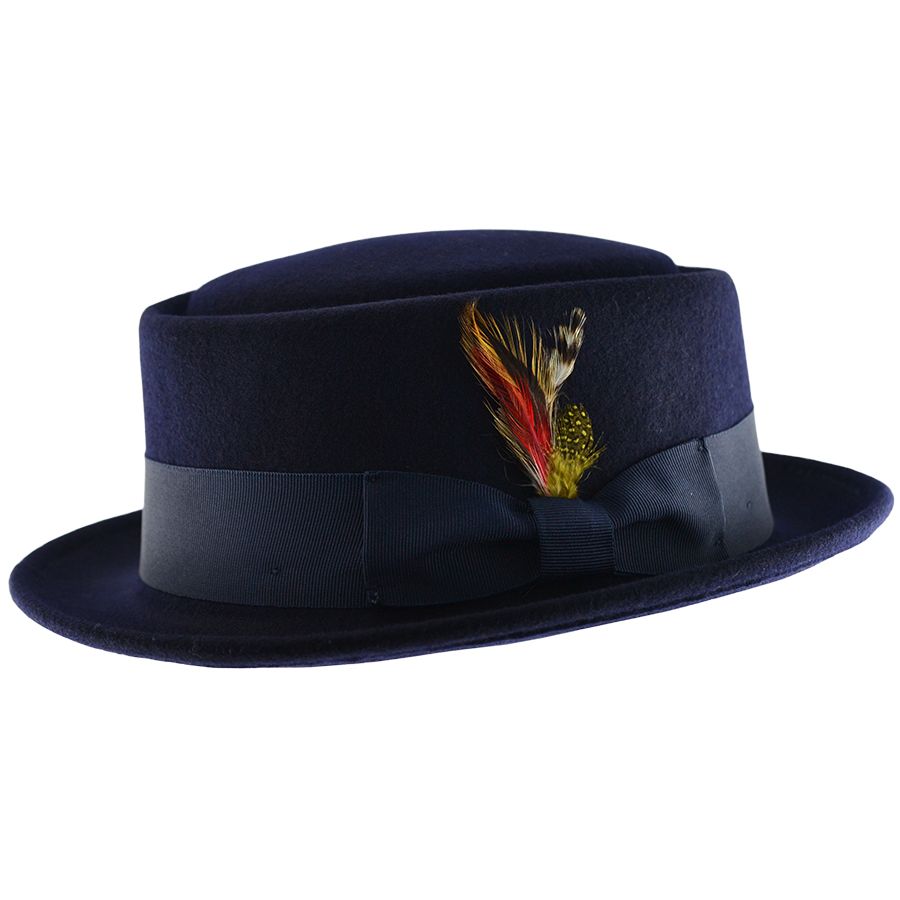 Wool Felt Crushable Pork Pie Hat in Deep Navy