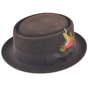 Wool Felt Crushable Pork Pie Hat in Rich Brown