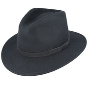 Crushable Wool Fedora Hat with Leather Strap | Waterproof, Foldable, Next-Day UK Delivery - Black