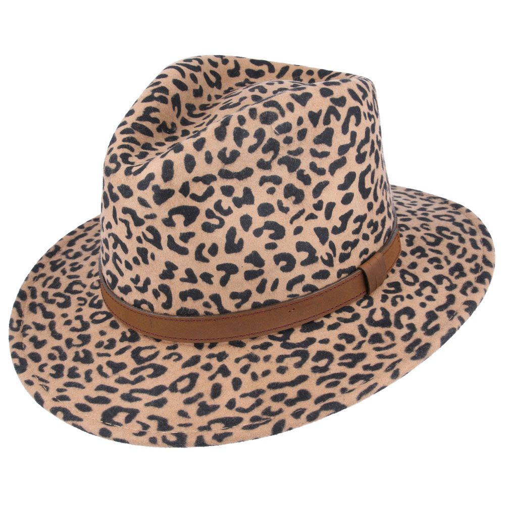 Crushable Wool Fedora Hat with Leather Strap | Leopard Design, Waterproof, Foldable, Next-Day UK Delivery