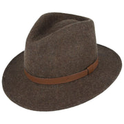 Crushable Wool Fedora Hat with Leather Strap | Mix Brown, Waterproof, Foldable, Next-Day UK Delivery