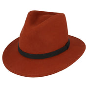 Crushable Wool Fedora Hat with Leather Strap | Rust, Waterproof, Foldable, Next-Day UK Delivery