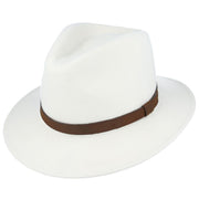 Crushable Wool Fedora Hat with Leather Strap | White, Waterproof, Foldable, Next-Day UK Delivery