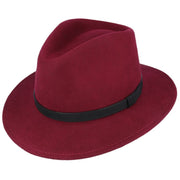 Crushable Wool Fedora Hat with Leather Strap | Red, Waterproof, Foldable, Next-Day UK Delivery