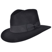 Wool Fedora Hat With Grosgrain Band - Black