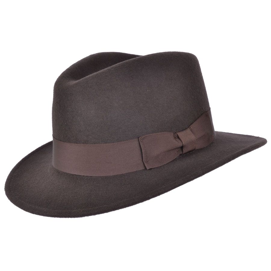 Crushable Wool Fedora Hat with Leather Strap | Brown, Waterproof, Foldable, Next-Day UK Delivery