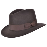 Wool Fedora Hat With Grosgrain Band - Brown