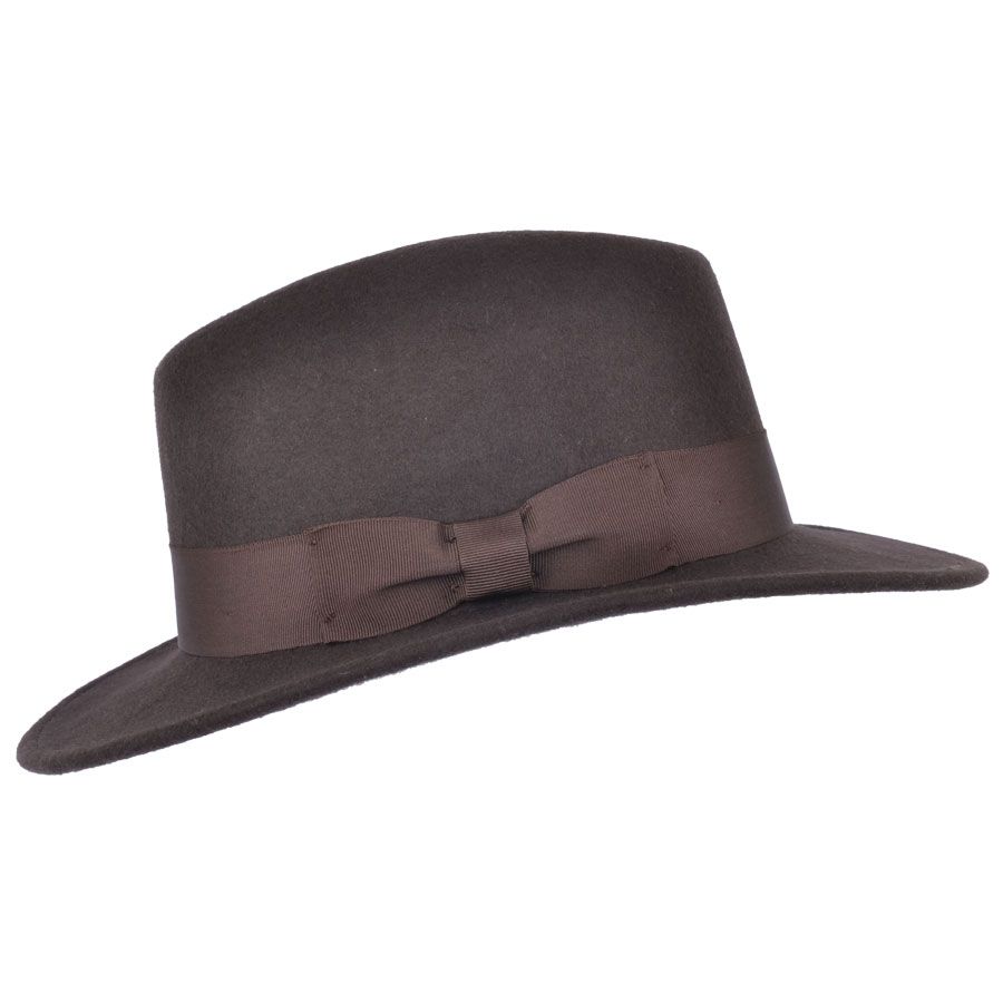 Crushable Wool Fedora Hat with Leather Strap | Brown, Waterproof, Foldable, Next-Day UK Delivery