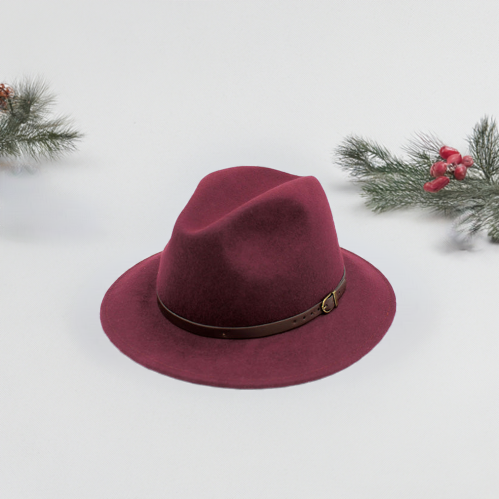 100% Wool Handmade Fedora Hat with Leather Belt – Made in Italy