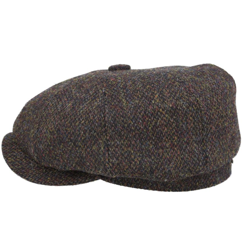 Harris Tweed Wool Herringbone Newsboy Cap - Green