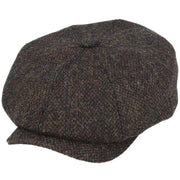 Harris Tweed Wool Herringbone Newsboy Cap - Green