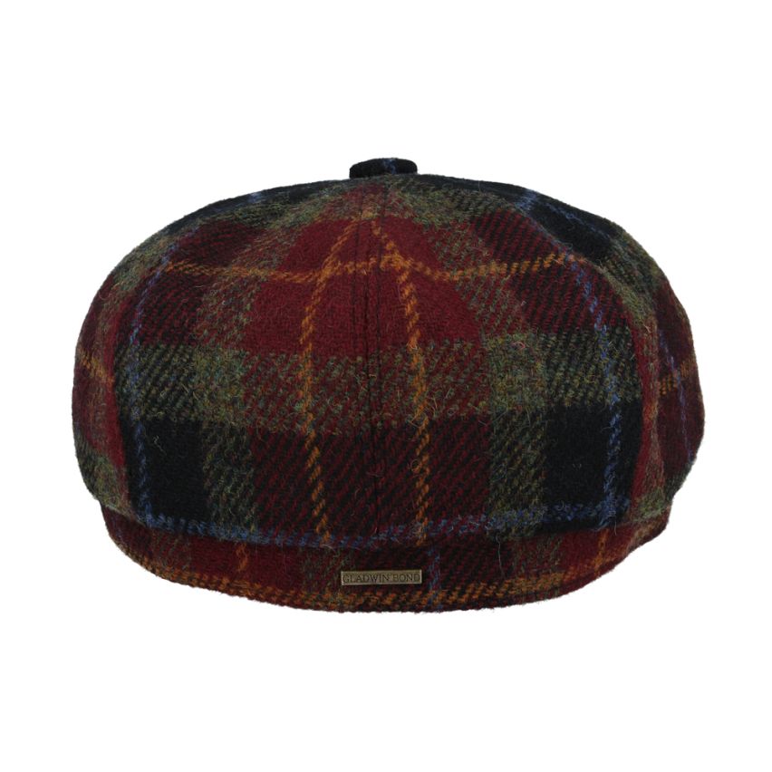 Harris Tweed Wool Herringbone Newsboy Cap - Burgundy