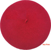 Classic French Wool Beret – Hot Pink