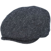 Gladwin Bond Harris Herringbone Wool Flat Cap - Black-Charcoal