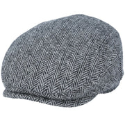 Gladwin Bond Harris Herringbone Wool Flat Cap - Grey-Black