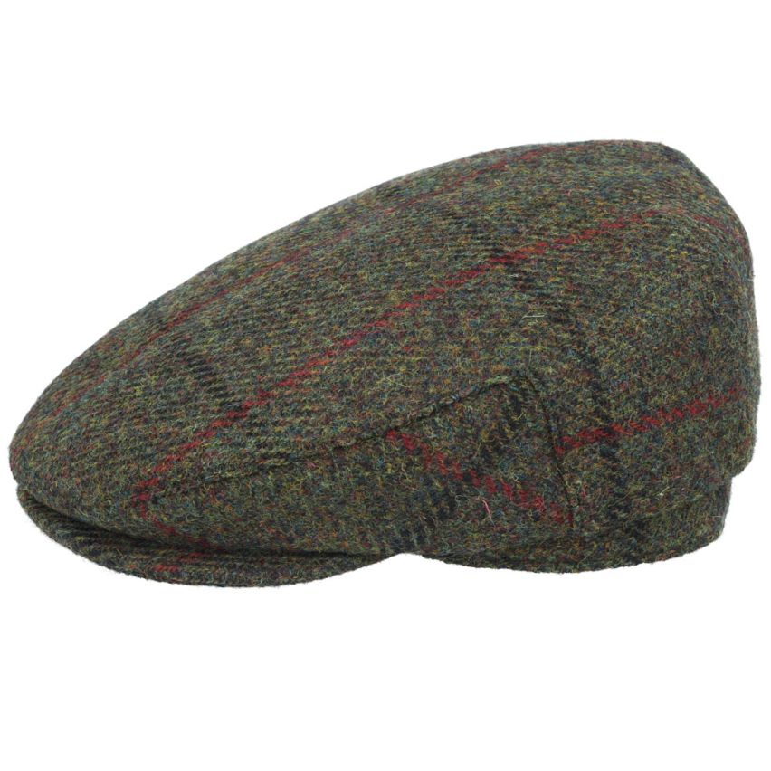 Gladwin Bond Harris Tweed Wool Flat Cap - Green