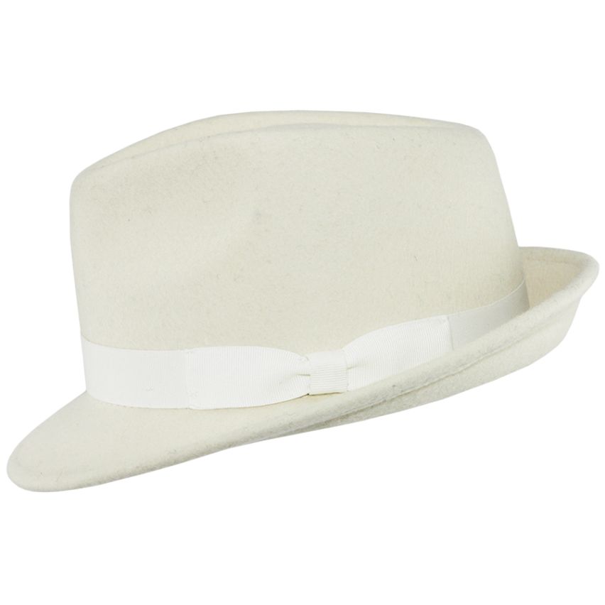 White Wool Crushable Trilby Hat | Elegant Travel-Ready Style