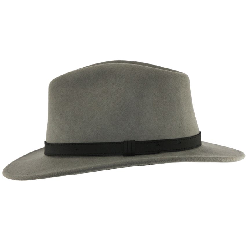 Crushable Wool Fedora Hat with Leather Strap | Grey, Waterproof, Foldable, Next-Day UK Delivery