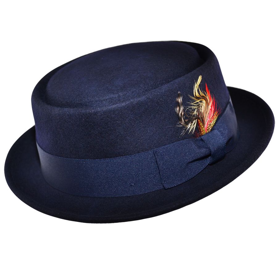 Wool Felt Crushable Pork Pie Hat in Deep Navy