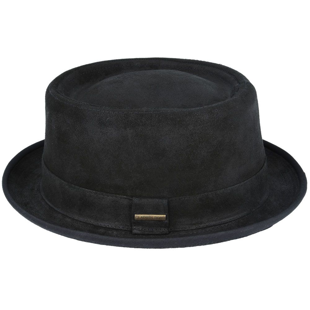 Sheepskin Leather Pork Pie Hat - Black | Timeless Design | UK Stock