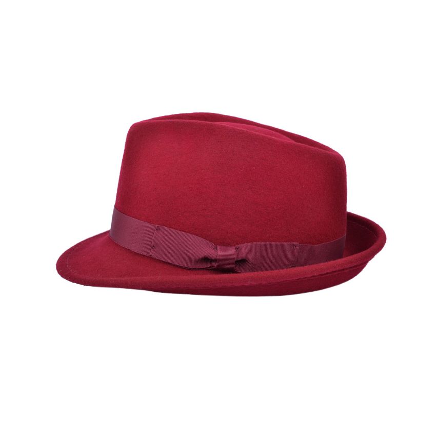 Burgundy Wool Crushable Trilby Hat | Bold Elegance & Travel-Ready