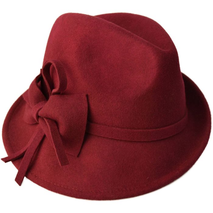 Womens Wool Felt Trilby Cloche Hat