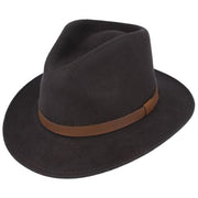 Crushable Wool Fedora Hat with Leather Strap | Brown