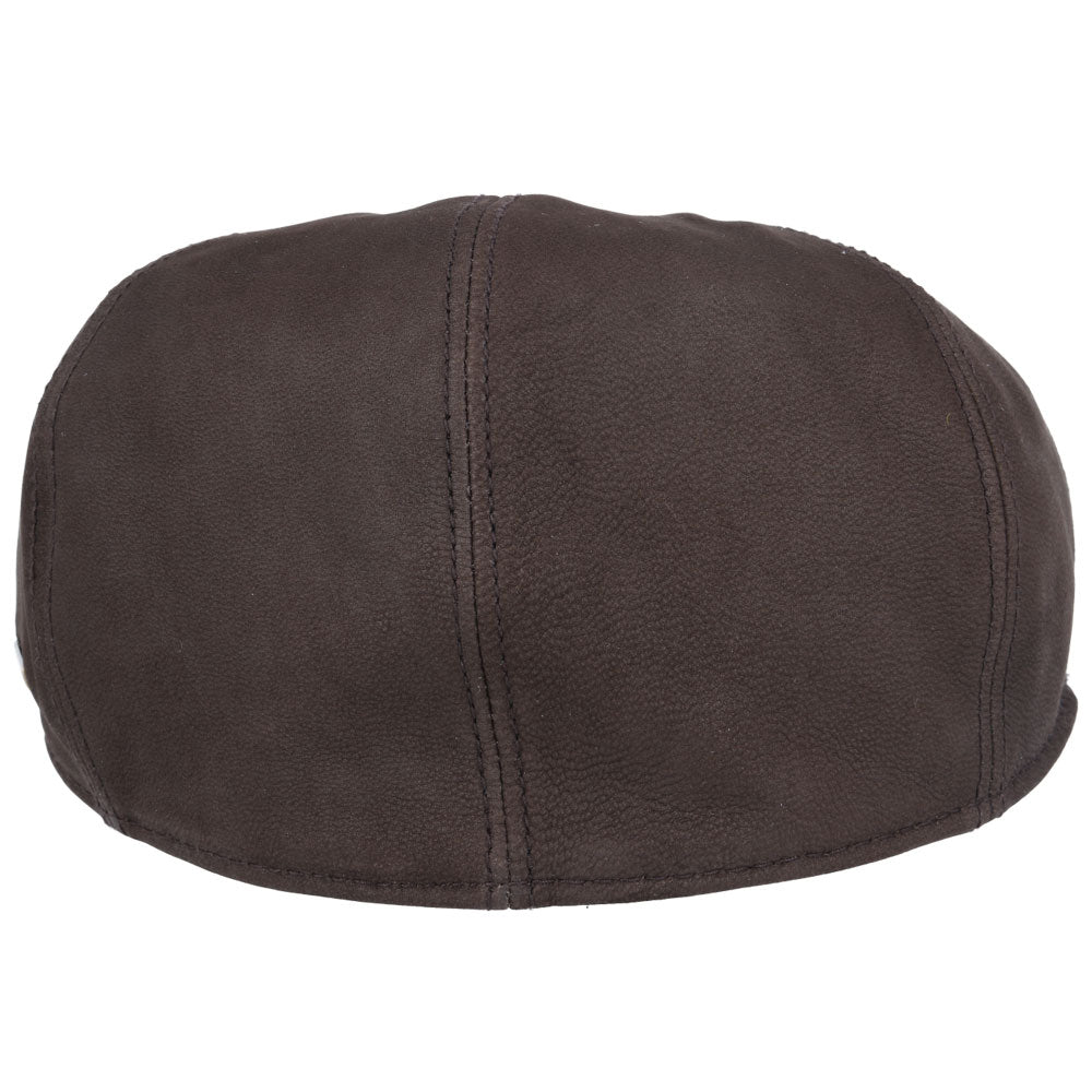 Premium Sheepskin Leather Brown Flat Cap – Genuine Waterproof Leather Hat