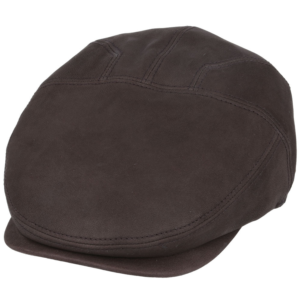 Premium Sheepskin Leather Brown Flat Cap – Genuine Waterproof Leather Hat