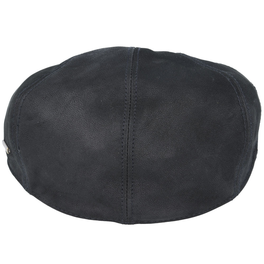 Premium Sheepskin Leather Black Flat Cap – Genuine Waterproof Leather Hat