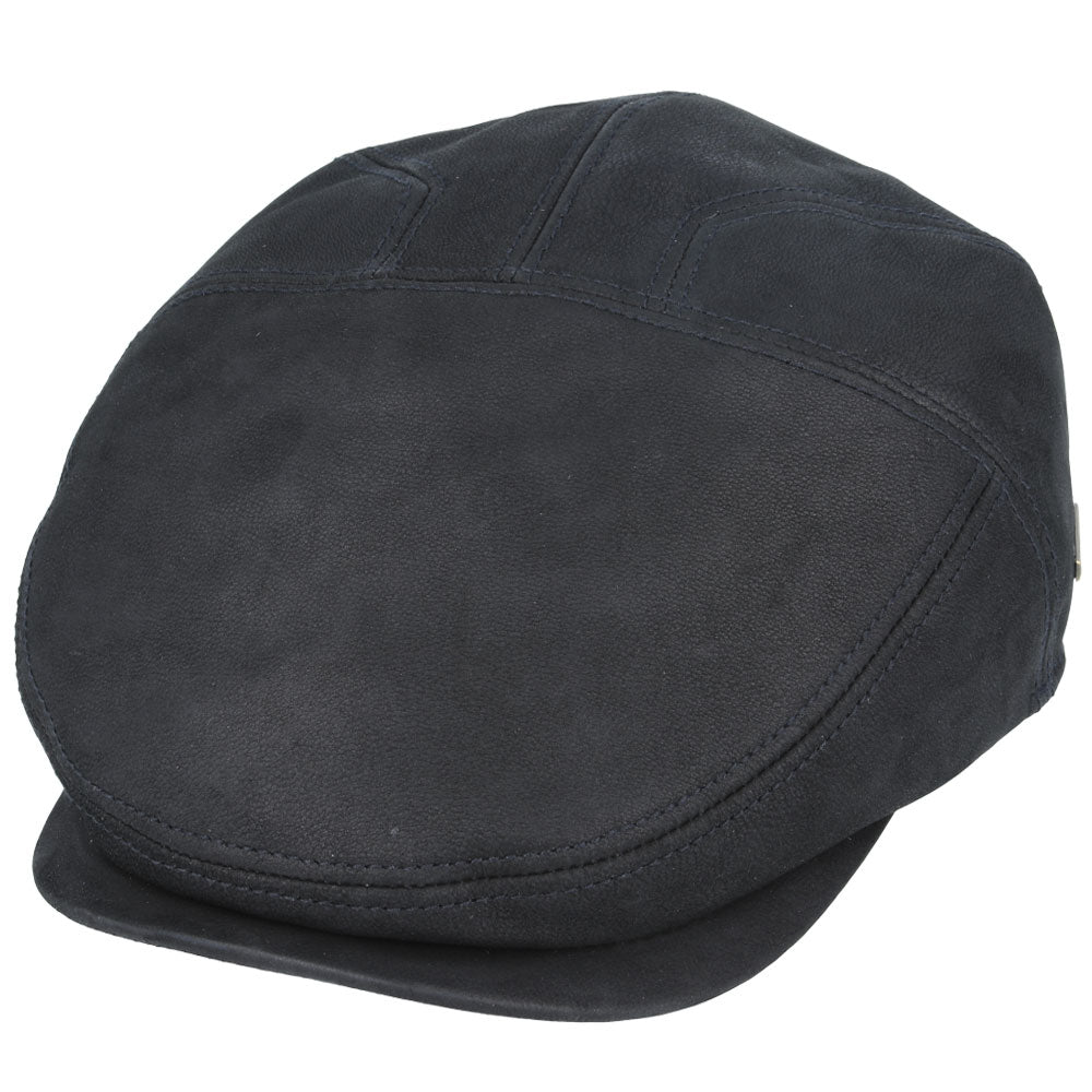 Premium Sheepskin Leather Black Flat Cap – Genuine Waterproof Leather Hat