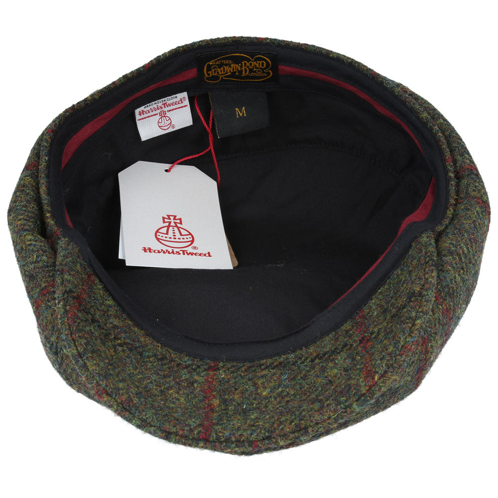 Harris Tweed Wool Herringbone Newsboy Cap - Green